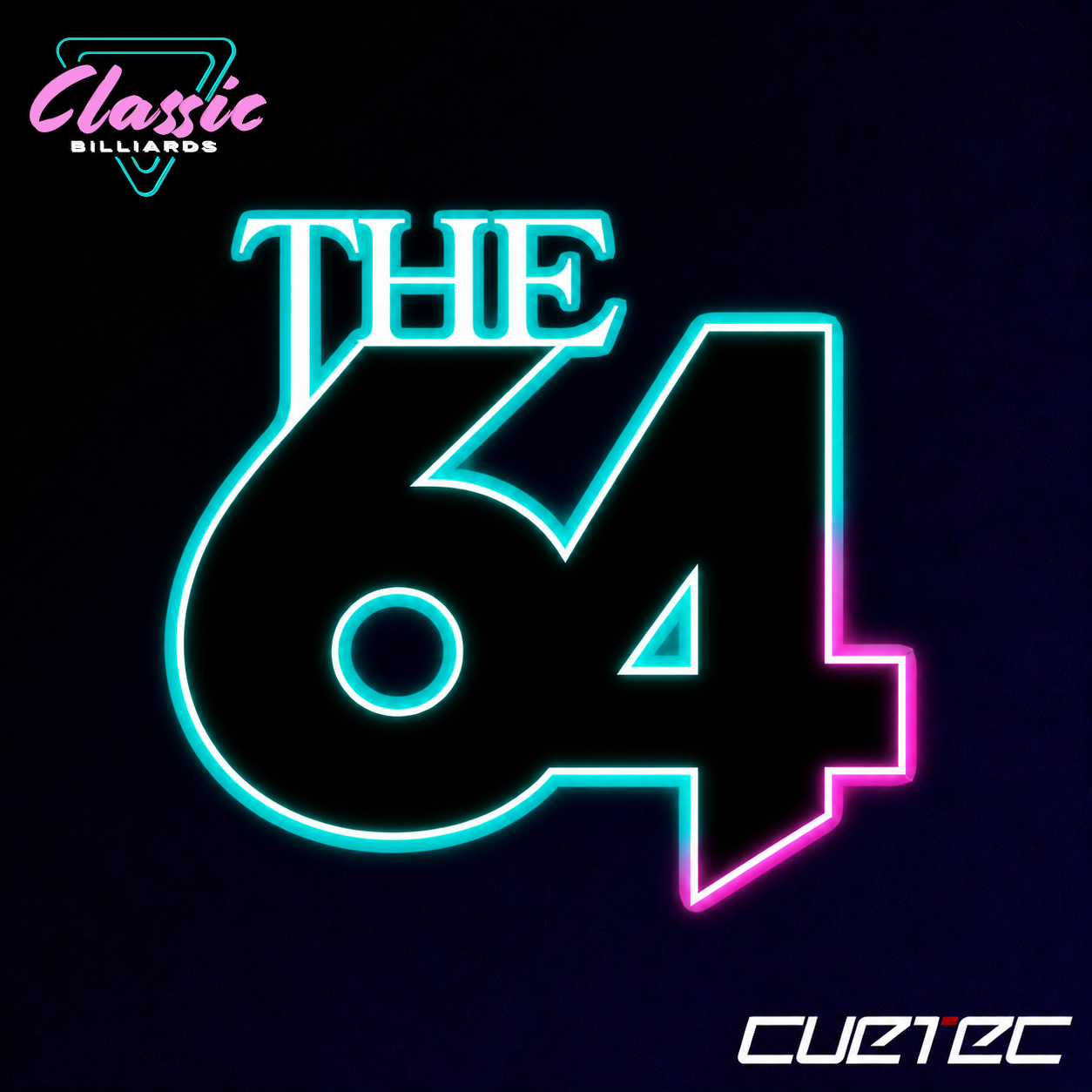 THE 64 tournament artwork featuring Classic Billiards and Cuetec